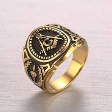 AG-Anillos de Masonería Retro para hombre, masónica, vintage, Hiphop, Color dorado 2024 - compra barato