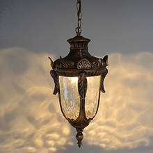 Outdoor Pendant Lamp Balcony LED Lighting Brown European Waterproof Porch Garden Glass Hanging Fixture Lights 2024 - buy cheap