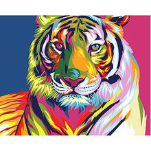 Pintura digital colorida de animais tigre, pintura por números moderna de arte para parede, pintura a óleo, presente de natal, decoração para casa, tamanho grande 2024 - compre barato