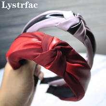 Lystrqc tiara com nó retrô de couro, faixa de cabelo da moda para mulheres, tiara com nó de grande face, acessórios de cabelo feminino 2024 - compre barato