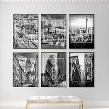 Pósteres e impresiones de arte para pared, imágenes en blanco y negro de Amsterdam, Londres, hogar, Nueva York, Barcelona, ciudad, decoración para sala de estar 2024 - compra barato