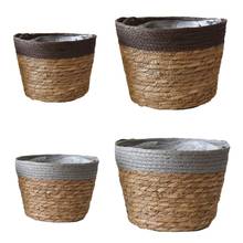 Nordic Handmade Straw Laundry Picnic Toy Storage Basket Macrame Woven Flower Pot Cover Plant Container Home Decoration 2024 - buy cheap