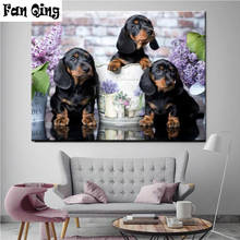 dachshund dog Full square diy 5d diamond painting animal pet diamond mosaic cross stitch diamond embroidery animal 3d art decor 2024 - buy cheap