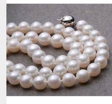 Feminino presente palavra jóias 17 polegada aaaa 10.5-11mm natural aaa + água do mar branco cultivado redondo pérola necklac grande prata 2024 - compre barato