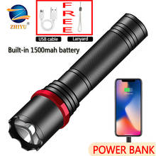 ZHIYU High-power Rechargeable Flashlight Bright Led Linterna Led Torch T6 Power Bank Zoomable Bicycle Light for Cycling, Camping 2024 - buy cheap