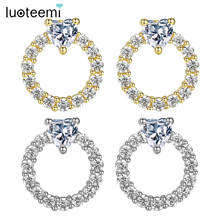 LUOTEEMI Small Round Stud Earrings for Women Wedding Party Shiny Two Colors AAA+ CZ Stone Female Jewelry Kolczyki Christmas Gift 2024 - buy cheap