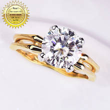 Anillo de oro de 18K 100%, 2ct, D, VVS, moissanita, joyería de compromiso y boda con certificado 0017 2024 - compra barato