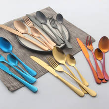 24Pcs/set Black Gold Cutlery Set Stainless Steel Dinnerware Silverware Flatware Set Dinner Knife Fork Spoon Drop shipping 2024 - buy cheap