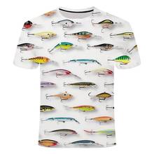 Новинка 2020, футболка для рыбалки, стильная повседневная футболка с 3D-принтом, цифровая Рыбка, Мужская футболка, летний топ с короткими рукавами и круглым вырезом 2024 - купить недорого