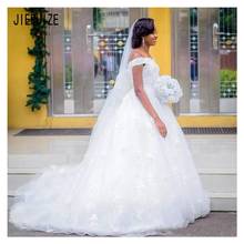 JIERUIZE Luxury African Princess Wedding Dresses Off the Shoulder Lace Appliques Beaded Backless Bridal Gowns vestido de noiva 2024 - buy cheap