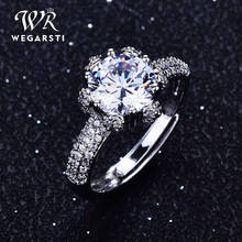 WEGARSTI-anillo solitario de moissanita de 2 quilates para mujer, de Plata de Ley 925, Micro pavé de diamantes de imitación, anillos de boda 2024 - compra barato