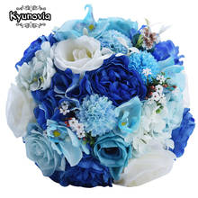 Kyunovia Mint Blue Wedding Bouquet Artificial Silk Bride Bouquet buque de casamento Rose Wedding Flower Bunches Bouquet FE57 2024 - buy cheap