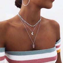 Винтажное ожерелье-Чокеры DAXI с опаловым камнем, ожерелье с подвеской в виде Луны, многослойное длинное ожерелье с цепочкой, эффектное модное украшение для женщин 2024 - купить недорого