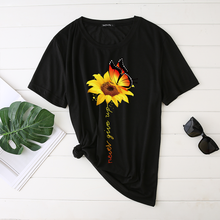 Seeyoushy-Camiseta con estampado de girasoles para mujer, Camisetas estampadas Harajuku, ropa estética 2024 - compra barato