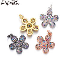 Pipitree Lovely Full Micro Paved Cubic Zirconia Flower Charms DIY Women Pendant Necklace Charms DIY Fashion Jewelry Accessories 2024 - compre barato