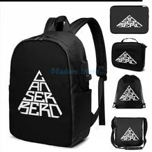 Canserbero-mochila con estampado gráfico para hombre y mujer, bolso de viaje para ordenador portátil, con carga USB, color blanco sólido 2024 - compra barato