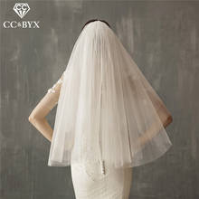 CC-velo de novia de dos capas con combinación, accesorios para el cabello hechos a mano para novia y mujer, velo de boda romántico, V626 2024 - compra barato