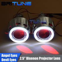 Proyector LED de bi-xenón para coche, lente de faro COB DRL Halo Mini 2,5 de Ojos de Ángel Diablo, H4 H7, accesorios de retroadaptación 2024 - compra barato