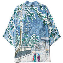 Fashion Summer Beach Snow Painting Kimono Shirt Yukata Blouse Haori Obi Asian Clothes Men Women Japanese Coat Cardigan Jacket 2024 - buy cheap