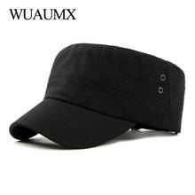 Wuaumx Brand Casual Military Caps For Men Women Flat Top Hats Military Patrol Cap Cotton Washed Cap Solid Outdoor Army Cap Visor 2024 - buy cheap