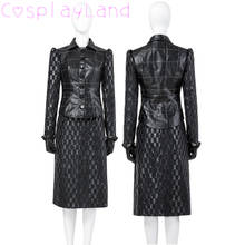 Disfraz de Cruella para Halloween, traje de reina malvada, moda negra, vestidos de mujer, traje Formal de fantasía Emma, chaqueta, falda, guantes 2024 - compra barato