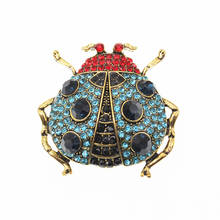 1/10/20 pcs/lot Insect Jewelry Cute Blue Rhinestone LadyBug Beetle Brooch Pin 2024 - buy cheap