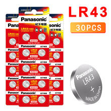 30 шт. PANASONIC AG12 LR43 186 0% Hg для часов, игрушек, 1,5 в, щелочные батареи для калькулятора 0% Hg 2024 - купить недорого