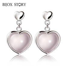 Bijox story brincos de prata 925, com pedras preciosas em formato de coração, para mulheres, festa de casamento, presentes 2024 - compre barato