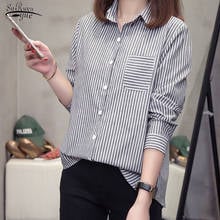 2021 Spring Plus Size Women's Clothing Office Lady Striped Shirt Women Casual Cardigan Women Blouse Blusas Mujer De Moda 8431 50 2024 - buy cheap