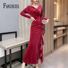 Женские весенне-осенние платья, модные сексуальные летние длинные облегающие вечерние элегантные платья, vestido de mujer 2021 2024 - купить недорого