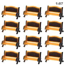 12pcs Model Train Platform Park Street Orange Seat 1:87 HO Scale Bench Chair Settee ZY35087OB 2024 - buy cheap