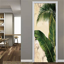 Banana Leaf Door Stickers Self-adhesive PVC Mural Waterproof Home Decor Wallpaper For Living Room Bedroom Refurbish Doors Poster 2024 - buy cheap