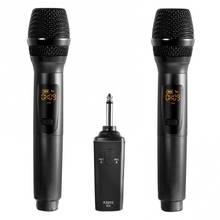 Micrófono dinámico de escenario uno con dos cápsulas dinámicas de frecuencia UHF de mano, micrófono inalámbrico de 2 canales para sistema de Karaoke 2024 - compra barato