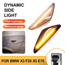 2Pcs Scroll Dynamic Blinkers LED Flashing Turn Signal Lamp Streamer Side Marker Light For BMW X3 X5 X6 E70 E71 2008-2014 E72 F25 2024 - buy cheap