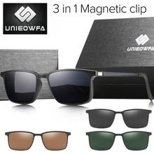 Óculos de sol polarizado com clipe magnético, óculos de prescrição ótica masculino de miopia uv400, óculos magnético para homens de marca 2024 - compre barato