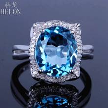 HELON-anillo de compromiso con Topacio azul para mujer, oro blanco de 14K, ovalado, 10x12mm, diamantes naturales, joyería fina 2024 - compra barato