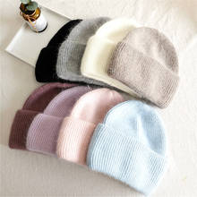 Women knitted Winter Hat female Warm Rabbit fur beanie Girls Solid Bonnet women Skullies beanies Soft Hats wool beanies 2024 - buy cheap