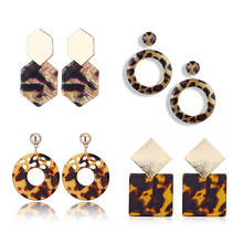 Hot new Geometric Acrylic Irregular Hollow Circle Square Drop Dangle Multilateral Leopard Print Earrings 2024 - buy cheap