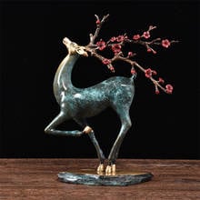 Home Office Ktv Bar Decoration Sika Deer Bronze Statue Vintage Craft Sculpture Copper Figurine Easter Festival Gift Ornaments 2024 - buy cheap