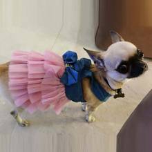 Платье для собаки на бретельках; Летняя одежда для собак; Милое платье принцессы с бантом для вечеринки, дня рождения, свадьбы; Костюм для щенка 2024 - купить недорого
