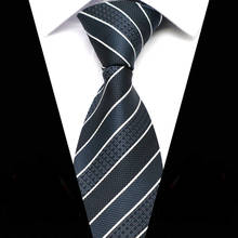 Yishline gravata masculina clássica listrada, 8 cm, nova moda com jacquard, tecido, gravata para homens de negócios, 2020, acessórios 2024 - compre barato
