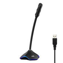 Popu Pine 5V Wired Flexible USB Condenser Microphone For Computer With Led Light For Recording Gaming Chatting Microphones 2024 - buy cheap