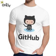 Elegante github a multidão t camisa para o homem lazer puro algodão camiseta em torno do pescoço 2024 - compre barato