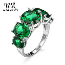 WEGARSTI Green Gemstone Emerald Rings Wedding Engagement 925 Sterling Silver Finger Ring For Women Anillos Bijoux Bague Femme 2024 - buy cheap