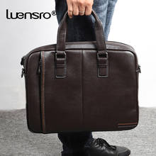 LUENSRO Genuine Leather Men Bag Briefcase Cowhide Men Crossbody Bags Men's Travel Shoulder Bags Tote Laptop Briefcases Handbags 2024 - buy cheap