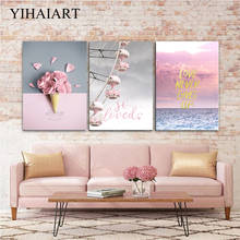 Pink Flowers  Canvas Wall Art Paint Painting  Nordic Canvas Ferris Wheel Modern Living Room Canvas Art Decoration 2024 - buy cheap