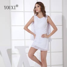 Sexy V-Neck Mini Short Prom Dresses 2020 Hot White Chifon Silver Sequin Cocktail Party Dress For Women 2024 - buy cheap