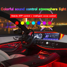 Luz led colorida com som de voz, luz led rgb para interior do carro, tira de luz el neon, controle remoto, atmosfera de luz, 6m, 12v, 1 conjunto 2024 - compre barato