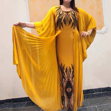 MD African Print Pleated Dresses Women Outfit Plus Size Boubou Dashiki Kaftan Moroccan Dress Muslim Abaya Elegant Lady Clothing 2024 - buy cheap