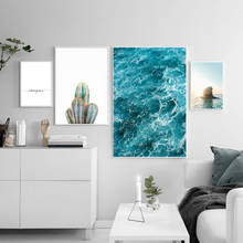 Póster de paisaje de puesta de sol de mar, imagen de Cactus, decoración moderna del hogar, impresión de imagen de estilo nórdico, arte de pared, lienzo 2024 - compra barato